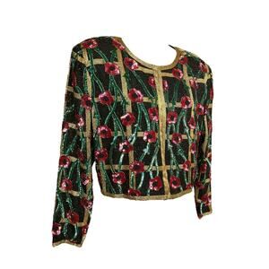 Vintage cherry flowers sequin blazer RARE